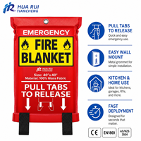 Couverture anti-feu en fibre de verre 1m x 1m, couverture de sécurité d'urgence à tirage rapide pour cuisine et maison, fourniture OEM sous marque privée