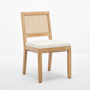 Set di 2 sedie da pranzo in rattan stile rustico con schienale in canna e seduta imbottita, sedia da cucina - Product Image 3