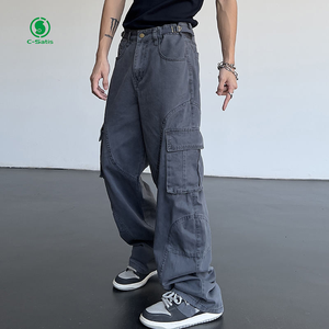 OEM pantaloni da Jogger Cargo da uomo a vita media Casual Streetwear pantaloni Cargo larghi in slip con stile piatto sul davanti - Product Image 2