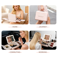 Sac de maquillage OBOX portable pliable en PU tendance avec fermeture à loquet, grande capacité pour les maquilleurs - Multi-usages, résistant à l'eau