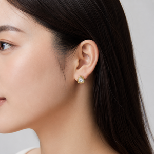 ต่างหูทรงสามเหลี่ยมเซอร์โคเนีย สแตนเลสสตีล ชุบทอง 14K แบบสุญญากาศ ทรงกลมเรขาคณิต ประดับด้วยหินใส ด้านหลังรูปผีเสื้อ - Product Image 5