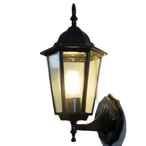 Wand leuchte Lampe Laterne Stand Licht Vintage Antike Europäische Verbindung E27 LED Outdoor Solar Aluminium Garten 220V Gehärtetes Glas