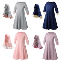 Nouveau modèle de robe musulmane pour enfants Abaya noire marine pour enfants à Dubaï Designs d'enfants de 11 ans