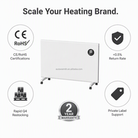 Radiateur infrarouge intelligent en cristal de carbone 500W certifié CE GS, IP44 résistant aux éclaboussures, autoportant/montage au plafond