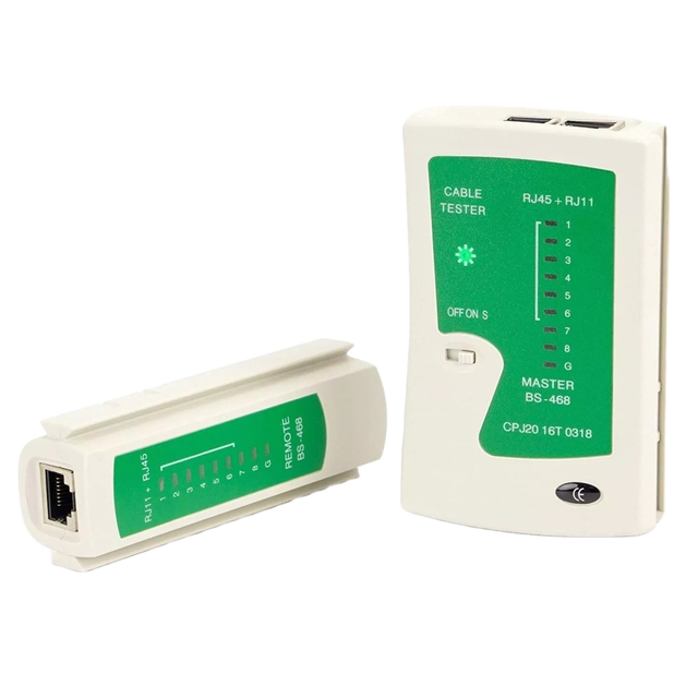 Network Cable Tester RJ45 UTP Ethernet Line Tester for Cat5 Cat6 LAN Cable and RJ11 Telephone Cable Testing Tool BS-468
