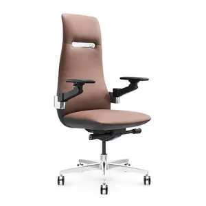 Factory Direct Sale Luxury High Back Brown Leather Swivel Executive Ergonomic Office Chair With Adjustable Armrest
