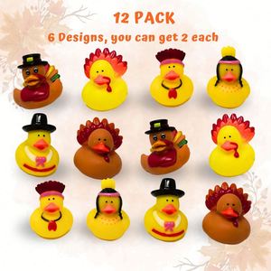 Novelty Thanksgiving Rubber Duckies (12 Pack) Table Centerpiece <b>Bath</b> Toys Kids Adults' Party Favors Bulk Turkey Pilgrim - Product Image 3