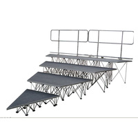Plateforme de scène mobile pliable portable avec système de bannière à déroulement rapide pour événements, expositions et spectacles