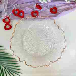 Luxury Gold Rim Lotus Leaf Transparent Plastic Wedding Event Party Hotel Catering Decoration Charger <b>Plate</b> - Product Image 5