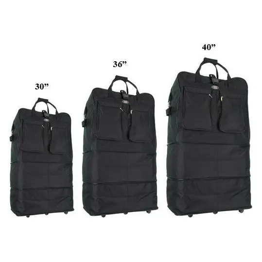Polyester capacity foldable expandable 30 36 40inch spinner rolling duffel wheel travelling luggage bag