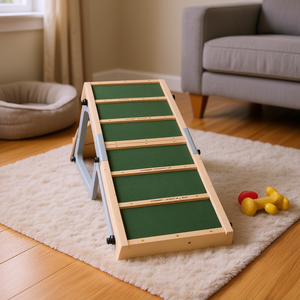 Rampa para Perros de Madera de Abeto Sólida, 47.2 x 11.8 Pulgadas, Verde, Plegable, Mueble para Mascotas, Uso en Interiores - Product Image 2