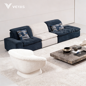 Canapé modulaire en tissu chenille détachable contemporain, rembourrage chaud, fabrication de qualité, 3 places, pour villa - Product Image 4