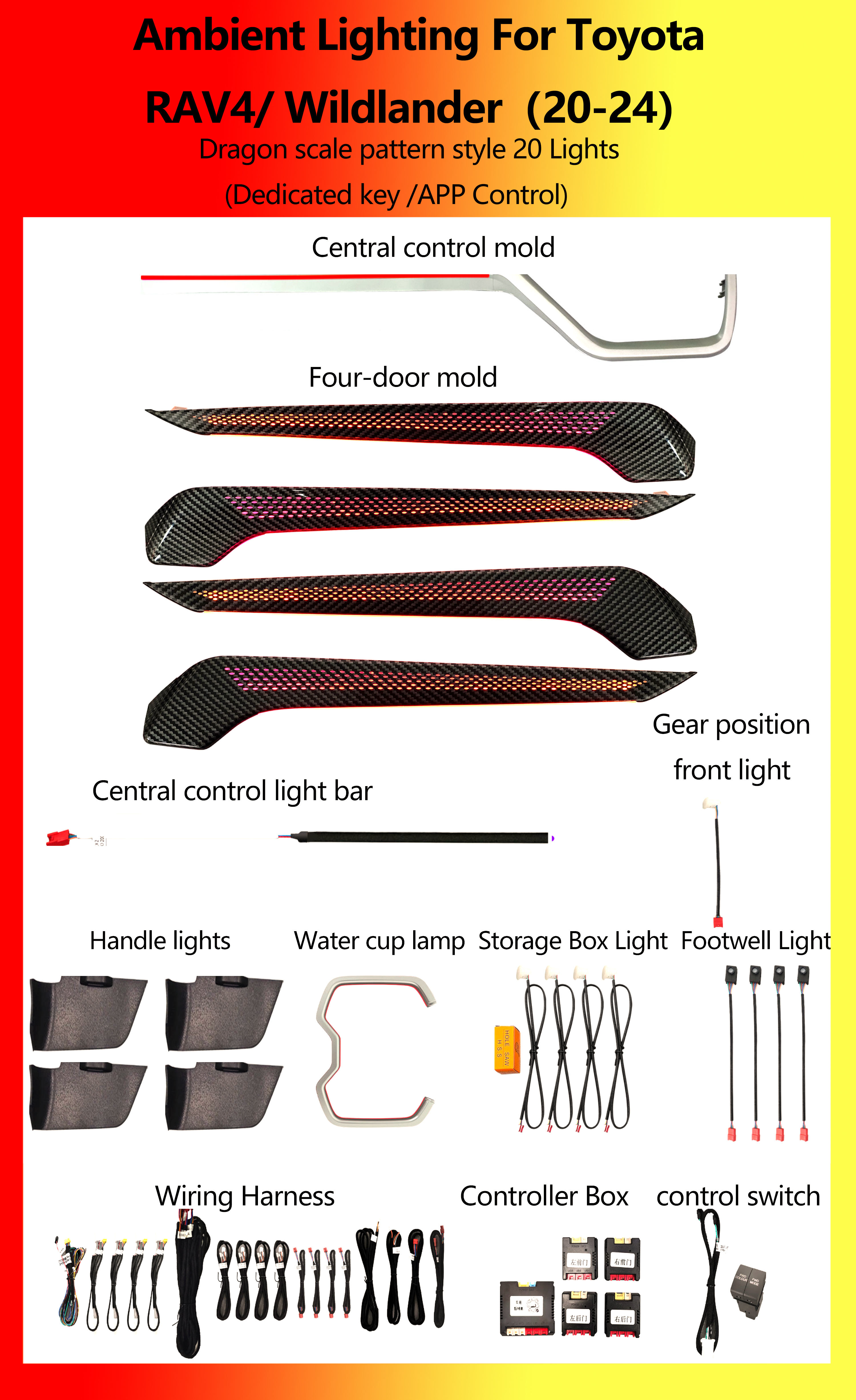 ไฟ RGB ลายเกล็ดมังกร 20 ดวง สำหรับ Toyota RAV4/ Wildlander