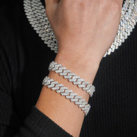 Bijoux fins personnalisés, chaîne cubaine à deux rangs de diamants de laboratoire de 13 mm, argent S925, moissanite, bracelet et collier hip-hop pour homme