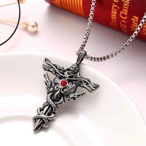 Collar de cruz de aleación para hombres y mujeres, colgante hip-hop que no se desvanece, accesorio de cadena para suéter de moda, con perla principal para niños - Product Image 2