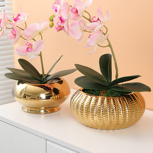 Delicate Gold Ceramic Planter Indoor Phalaenopsis Planter Tabletop Decoration Porcelain Ceramic Flower <strong>Pot</strong> - Product Image 4