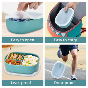 Reusable Bento <b>Box</b> with <b>Removable</b> Divider Portable School Lunch <b>Box</b> with Band Picnic Snack Container Plastic Food Storage <b>Box</b> - Product Image 4