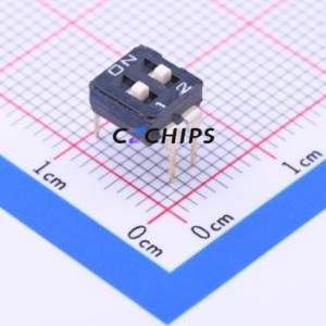 NDI-02H-V DIP Switch Through hole Component (THT) Switch Flat Toggle, Raised Type Single Pole Single Throw 2 2.54mm - Product Image 1
