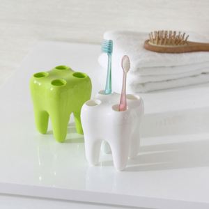 Custom logo Printed <b>Tooth</b> <b>Brush</b> Shelf <b>Holder</b> Container 4 Hole <b>Teeth</b> Shape Stand Bracket Wholesale - Product Image 2