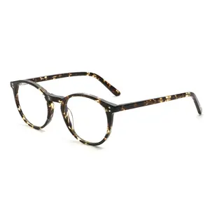 Shenzhen Manufacture Quality Acetate Glasses Frames Optics Round Retro Fashion Optical Prescription Eyeglasses Frame Stock