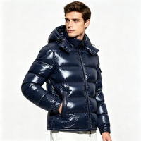 Veste matelassée légère et brillante pour homme de haute qualité avec capuche amovible, manteau chaud d'hiver