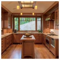 Ensemble de meubles de cuisine en placage de bois, fabrication directe d'usine, design 3D, armoires de cuisine modernes