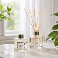 Diffuseur de parfum à bâtonnets Via Pinky Flora Scents 100ml, flacon imprimé botanique, bâtonnets parfumés, cadeau d'aromathérapie pour la maison, logo personnalisé