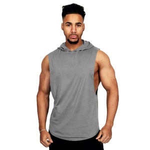 Wholesale High Quality <b>Men</b> <b>singlets</b> Tank Tops Gym Hooded Tank Tops With Custom Logo - Product Image 4