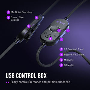 <span class=keywords><strong>Casque</strong></span> de jeu filaire FIFINE H13 avec éclairage RGB vibrant, coussinets ergonomiques, boîtier de contrôle, streaming en direct, <span class=keywords><strong>casque</strong></span> USB pour PC PS4/PS5 - Product Image 5