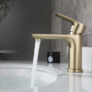 Robinet mélangeur chaud/froid de luxe en acier inoxydable 304 pour lavabo de salle de bain, finition or moderne, à poser sur le comptoir, avec cartouche céramique, modèle LT-02, personnalisable - Product Image 6