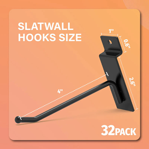 Heavy Duty slatwall <b>hooks</b> 8inch Iron Vinyl Coated <b>Display</b> <b>Hook</b> Durable Easy Install 30lbs Capacity Black Slatwall Storage OEM - Product Image 5