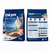 Makanan Kucing Dewasa OEM Mackerel Ayam 30% Protein Lengkap Seimbang Taurin Omega Palatabilitas Tinggi 1.2kg 7kg Pasokan Pabrik