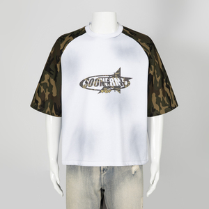 Camiseta de Algodón Grueso, Estilo Vintage, Lavado Ácido, Camiseta de Diseñador, Camiseta de Camuflaje para Hombre - Product Image 3