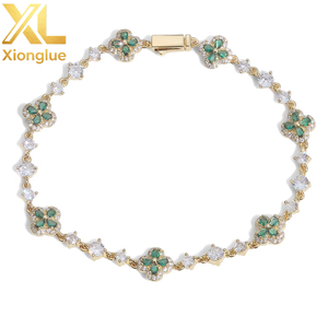Fashion Hip Hop Four-leaf Clover Zircon Water Bead Chain Colorful <b>Gemstone</b> <b>Bracelet</b> Simple Women's Jewelry - Product Image 4
