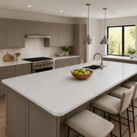 Dalles de quartz gris nuage sans silice, 18 mm, pierre synthétique moderne résistante à la chaleur pour cuisines et plans de travail