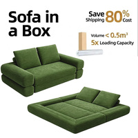 Canapé-lit convertible 3-en-1 pliable, recouvert de tissu, rembourré en éponge, matelas double compressé pour petits espaces sur mesure