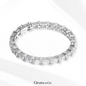 Bracelets chaîne et maillons Vietnam Bracelet tennis - Design VIP Emeral (pierres de 4x6 mm) Bracelets en argent avec zircone cubique - Product Image 4