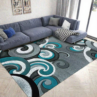 Tapis moderne abstrait irrégulier tufté fait main à poils coupés, style mi-siècle, pour salon et zone d'exercice - Matériau acrylique, adapté aux animaux domestiques