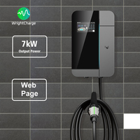 Tipo 1/Tipo 2/GBT/NACS 	 Cargador de Vehículos Eléctricos RFID Wallbox Nivel 2 AC 7kW con Control por Aplicación WiFi, Pantalla LCD y DLB para Uso en Garajes Privados