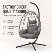 Fauteuil suspendu pliable OEM/ODM, capacité 350 lbs, chaise suspendue de luxe avec support, mobilier de jardin en osier résistant aux intempéries