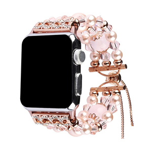CHAUDE <span class=keywords><strong>Fantaisie</strong></span> Perle <span class=keywords><strong>Bracelet</strong></span> de Montre Pour <span class=keywords><strong>Apple</strong></span> Montre 38/40mm 42/44mm, pour iWatch Perle Sangle Série - Product Image 2