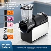 Pemotong Sayur Multifungsi Elektrik, Pengiris, Pencacah Es, Pembuat Smoothie, Pengiris Kentang, Pencacah Keju, Model Stainless Steel