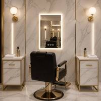 Miroir LED moderne pour salon de beauté, station de coiffure de luxe, mobilier de salon personnalisé, décoration