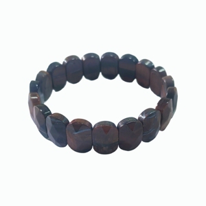 Bracelet extensible en perles rectangulaires facettées en œil de tigre rouge naturel, cristal de guérison, vente en gros - Product Image 5
