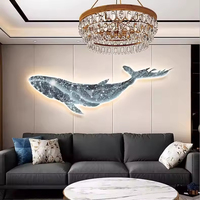 Peinture lumineuse LED décorative de baleine de dessin animé, représentant des animaux et des objets, à suspendre comme une œuvre d'art illuminée sur le mur