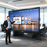 Tableau blanc interactif intelligent à écran plat 4K avec 40 points tactiles, cadre en aluminium, 65/75/86/98 pouces, pour réunions de bureau