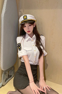 2026 RUIKE Costume <span class=keywords><strong>de</strong></span> jeu <span class=keywords><strong>de</strong></span> rôle <span class=keywords><strong>sexy</strong></span> pour femme, uniforme <span class=keywords><strong>de</strong></span> policière et d'hôtesse <span class=keywords><strong>de</strong></span> <span class=keywords><strong>l</strong></span>'<span class=keywords><strong>air</strong></span>, coupe ajustée extensible, style secrétaire, avec haut, jupe courte et chapeau - Product Image 3