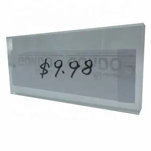 Supermarkt Einzelhandel Desktop Acryl block Magnetische Schreibtisch anzeige Vorderseite-Regal Talker Label Ticket Preis schild Inhaber