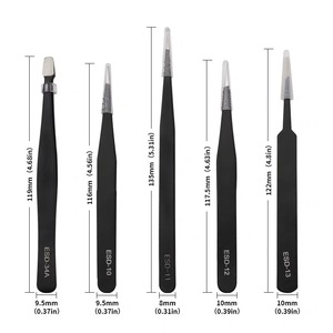 Mengyue Hardware Stainless Steel Tweezers Set 10 Pc Industrial Grade Electronics Manufacturing Tools ESD Safe Pointed Curved - Product Image 2