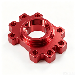 Base de Montaje de Brida de Aluminio 6061 con Mecanizado CNC Personalizado OEM, Anodizado Rojo, Fresado de Precisión, Placa de Conexión Roscada Mecánica - Product Image 2